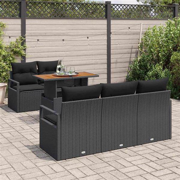 Grote foto vidaxl tuin sofa set met kussen 6 pcs zwart 100 x 55 x 73 cm tuin en terras tuinmeubelen