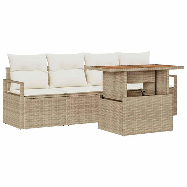 Grote foto vidaxl tuin sofa set 5 pcs beige en cr mekleurig 100 x 55 x 73 cm tuin en terras tuinmeubelen