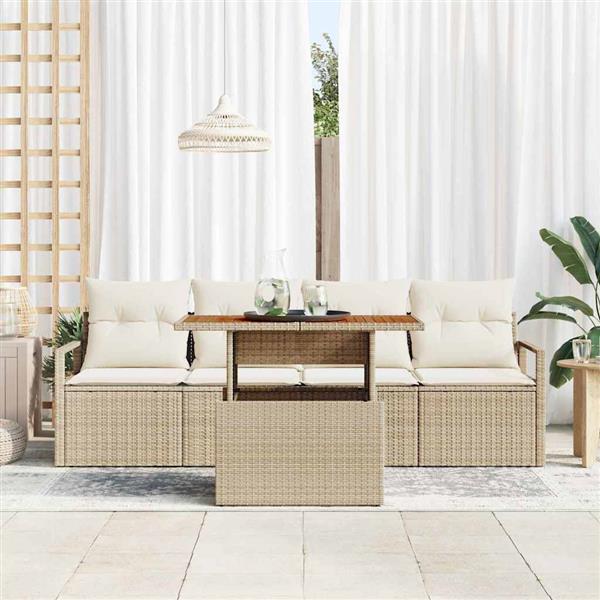 Grote foto vidaxl tuin sofa set 5 pcs beige en cr mekleurig 100 x 55 x 73 cm tuin en terras tuinmeubelen