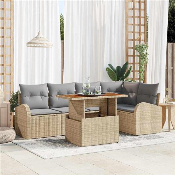 Grote foto vidaxl tuin sofa set 6 pcs beige en lichtgrijs 100 x 55 x 73 cm tuin en terras tuinmeubelen