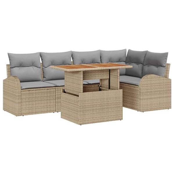 Grote foto vidaxl tuin sofa set 6 pcs beige en lichtgrijs 100 x 55 x 73 cm tuin en terras tuinmeubelen