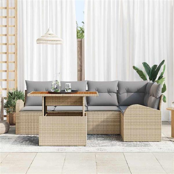 Grote foto vidaxl tuin sofa set 6 pcs beige en lichtgrijs 100 x 55 x 73 cm tuin en terras tuinmeubelen