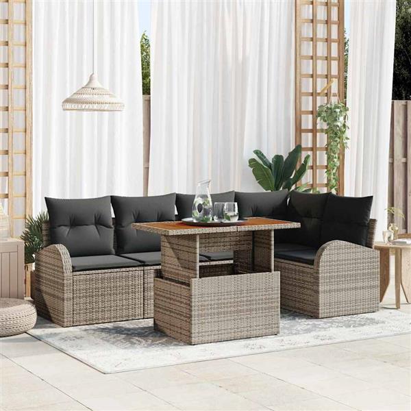 Grote foto vidaxl tuin sofa set met kussen 6 pcs grijs 100 x 55 x 73 cm tuin en terras tuinmeubelen