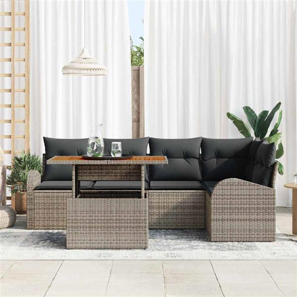 Grote foto vidaxl tuin sofa set met kussen 6 pcs grijs 100 x 55 x 73 cm tuin en terras tuinmeubelen