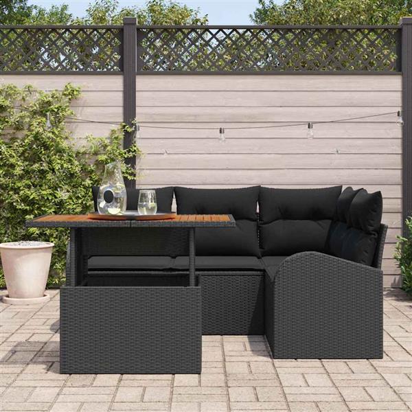 Grote foto vidaxl tuin sofa set met kussen 5 pcs zwart 100 x 55 x 73 cm tuin en terras tuinmeubelen