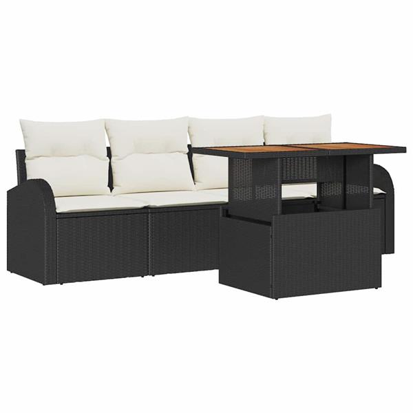 Grote foto vidaxl tuin sofa set met kussen 5 pcs zwart en cr me 100 x 55 x 73 cm tuin en terras tuinmeubelen