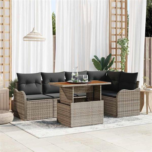 Grote foto vidaxl tuin sofa set met kussen handmatig 6 pcs grijs 100 x 55 x 73 cm tuin en terras tuinmeubelen