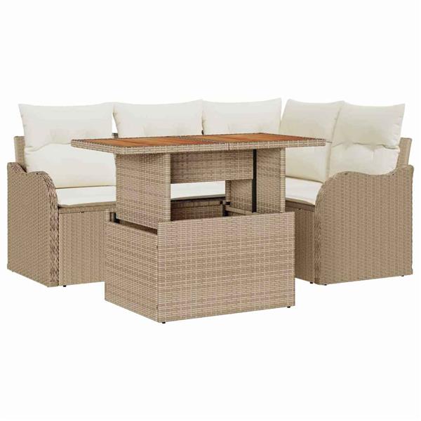 Grote foto vidaxl tuin sofa set 5 pcs beige en cr mekleurig 100 x 55 x 73 cm tuin en terras tuinmeubelen