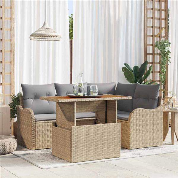 Grote foto vidaxl tuin sofa set 5 pcs beige en lichtgrijs 100 x 55 x 73 cm tuin en terras tuinmeubelen