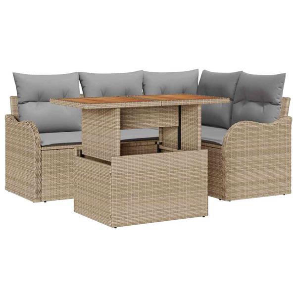 Grote foto vidaxl tuin sofa set 5 pcs beige en lichtgrijs 100 x 55 x 73 cm tuin en terras tuinmeubelen