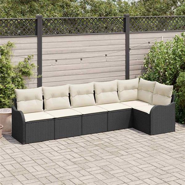 Grote foto vidaxl tuin sofa set met kussen met opslag 6 pcs zwart poly riet tuin en terras tuinmeubelen