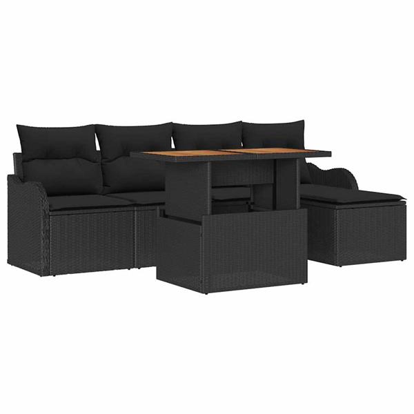 Grote foto vidaxl tuin sofa set met kussen 6 pcs zwart tuin en terras tuinmeubelen