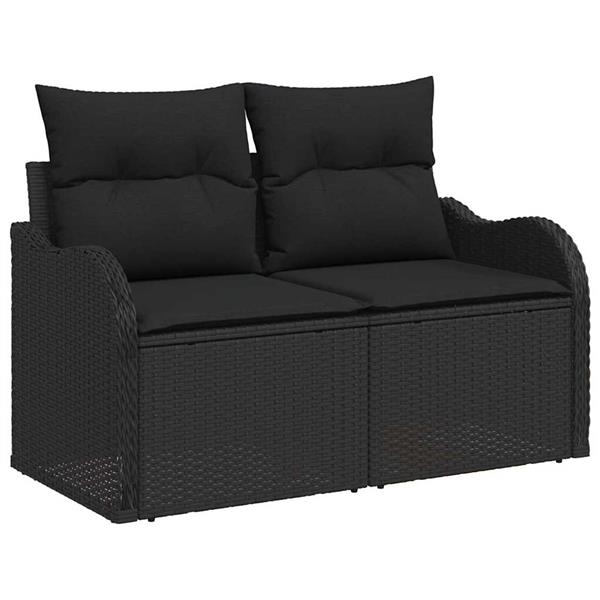 Grote foto vidaxl tuin sofa set met kussen handmatig 5 pcs zwart 100 x 55 x 73 cm tuin en terras tuinmeubelen