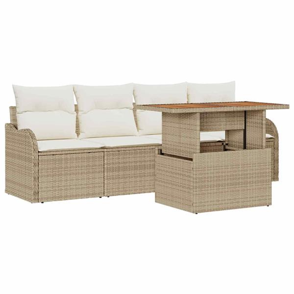 Grote foto vidaxl tuin sofa set 5 pcs beige en cr mekleurig 100 x 55 x 73 cm tuin en terras tuinmeubelen