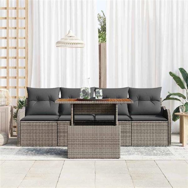 Grote foto vidaxl tuin sofa set met kussen handmatig 5 pcs grijs 100 x 55 x 73 cm tuin en terras tuinmeubelen