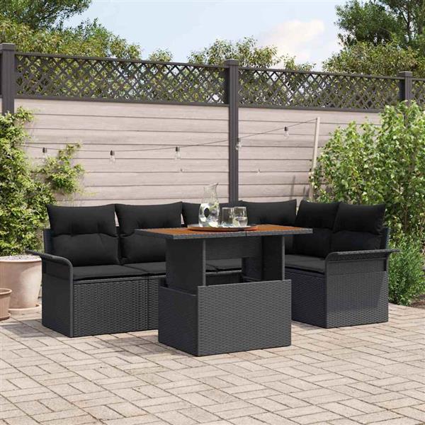 Grote foto vidaxl tuin sofa set met kussen 6 pcs zwart 100 x 55 x 73 cm tuin en terras tuinmeubelen