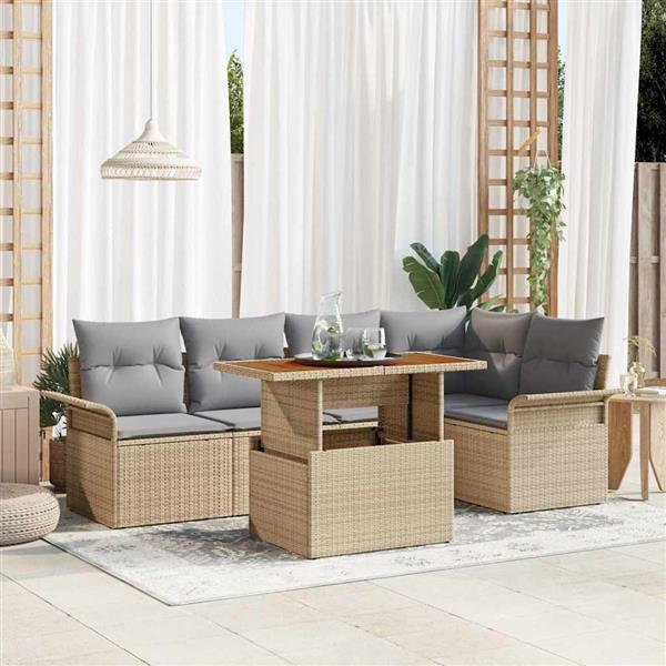 Grote foto vidaxl tuin sofa set 6 pcs beige en lichtgrijs 100 x 55 x 73 cm tuin en terras tuinmeubelen