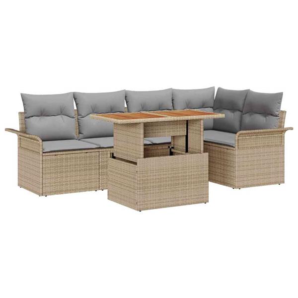 Grote foto vidaxl tuin sofa set 6 pcs beige en lichtgrijs 100 x 55 x 73 cm tuin en terras tuinmeubelen