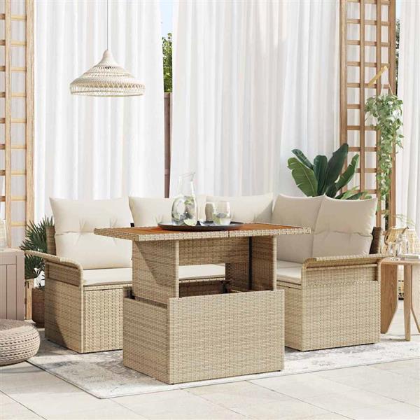 Grote foto vidaxl tuin sofa set 5 pcs beige en cr mekleurig 100 x 55 x 73 cm tuin en terras tuinmeubelen
