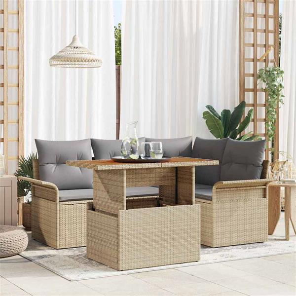 Grote foto vidaxl tuin sofa set 5 pcs beige en lichtgrijs 100 x 55 x 73 cm tuin en terras tuinmeubelen