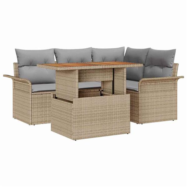 Grote foto vidaxl tuin sofa set 5 pcs beige en lichtgrijs 100 x 55 x 73 cm tuin en terras tuinmeubelen