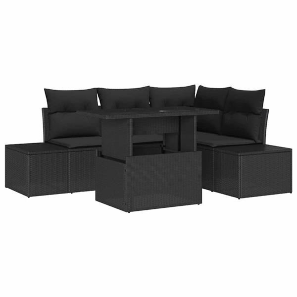 Grote foto vidaxl tuin sofa set met kussen 5 pcs zwart 100 x 55 x 73 cm tuin en terras tuinmeubelen