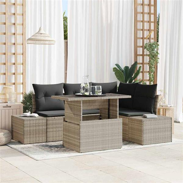 Grote foto vidaxl tuin sofa set met kussen 5 pcs lichtgrijs 100 x 55 x 73 cm tuin en terras tuinmeubelen
