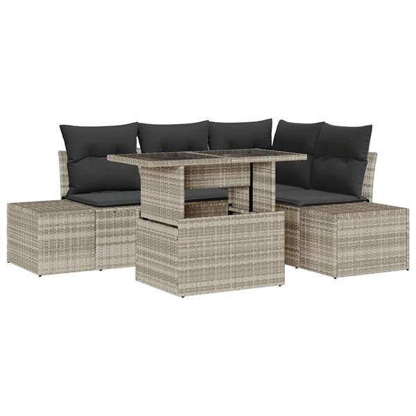 Grote foto vidaxl tuin sofa set met kussen 5 pcs lichtgrijs 100 x 55 x 73 cm tuin en terras tuinmeubelen