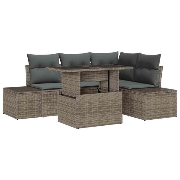 Grote foto vidaxl tuin sofa set met kussen 5 pcs grijs 100 x 55 x 73 cm tuin en terras tuinmeubelen