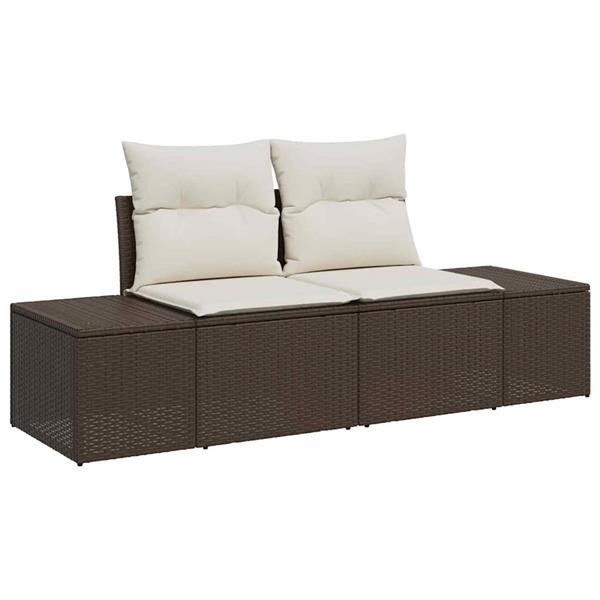 Grote foto vidaxl tuin sofa set met kussen 6 pcs bruin en cr me tuin en terras tuinmeubelen