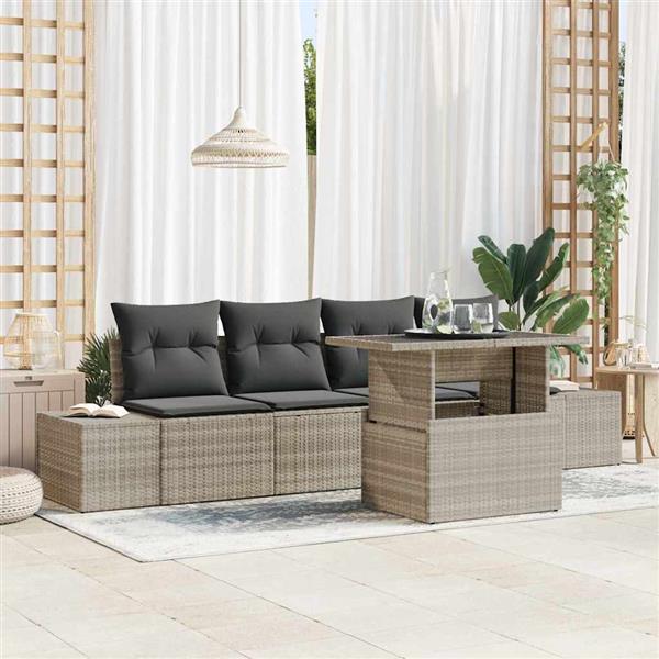 Grote foto vidaxl tuin sofa set met kussen 5 pcs lichtgrijs 100 x 55 x 73 cm tuin en terras tuinmeubelen