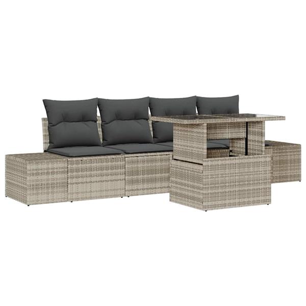 Grote foto vidaxl tuin sofa set met kussen 5 pcs lichtgrijs 100 x 55 x 73 cm tuin en terras tuinmeubelen