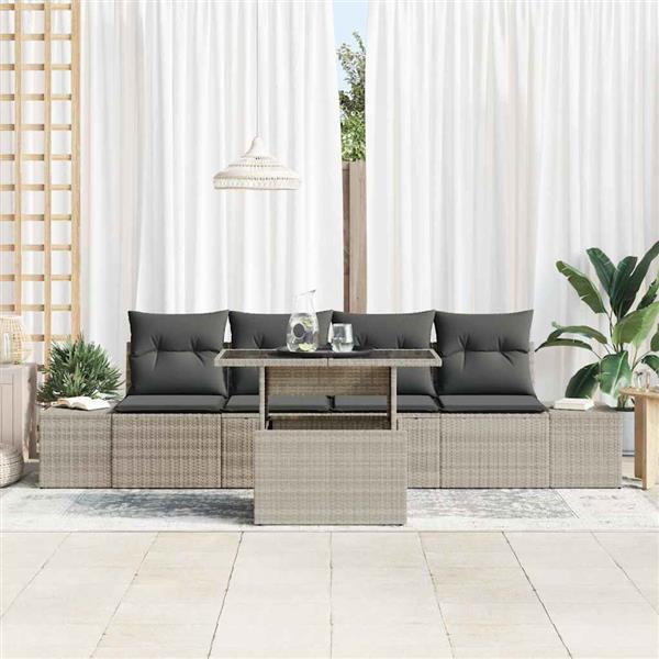Grote foto vidaxl tuin sofa set met kussen 5 pcs lichtgrijs 100 x 55 x 73 cm tuin en terras tuinmeubelen