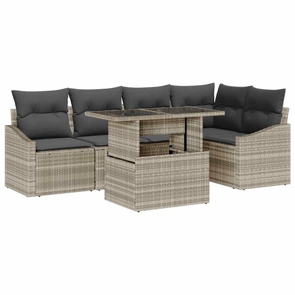 Grote foto vidaxl tuin sofa set met kussen 6 pcs lichtgrijs 100 x 55 x 73 cm tuin en terras tuinmeubelen