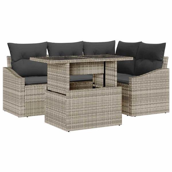 Grote foto vidaxl tuin sofa set met kussen 5 pcs lichtgrijs 100 x 55 x 73 cm tuin en terras tuinmeubelen