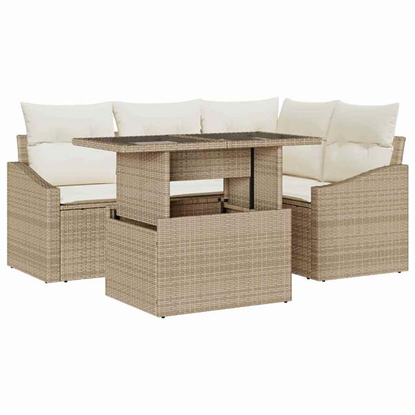 Grote foto vidaxl tuin sofa set 5 pcs beige en cr mekleurig 100 x 55 x 73 cm tuin en terras tuinmeubelen