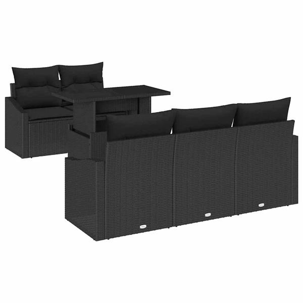 Grote foto vidaxl tuin sofa set met kussen 6 pcs zwart 100 x 55 x 73 cm tuin en terras tuinmeubelen