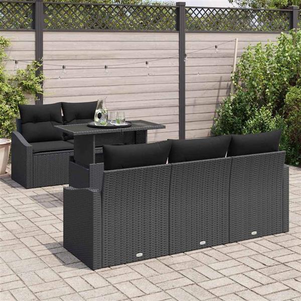 Grote foto vidaxl tuin sofa set met kussen 6 pcs zwart 100 x 55 x 73 cm tuin en terras tuinmeubelen