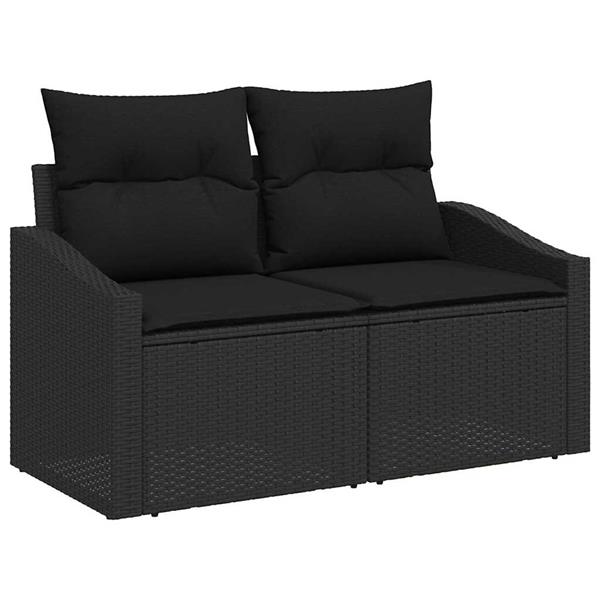 Grote foto vidaxl tuin sofa set met kussen 6 pcs zwart 100 x 55 x 73 cm tuin en terras tuinmeubelen