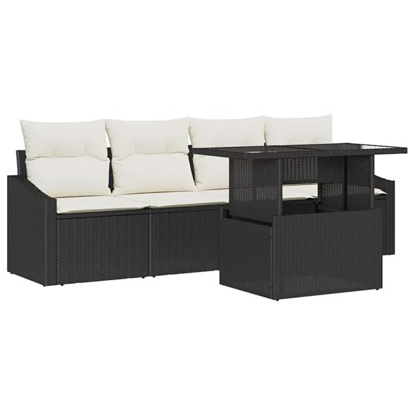 Grote foto vidaxl tuin sofa set met kussen 5 pcs zwart en cr me 100 x 55 x 73 cm tuin en terras tuinmeubelen