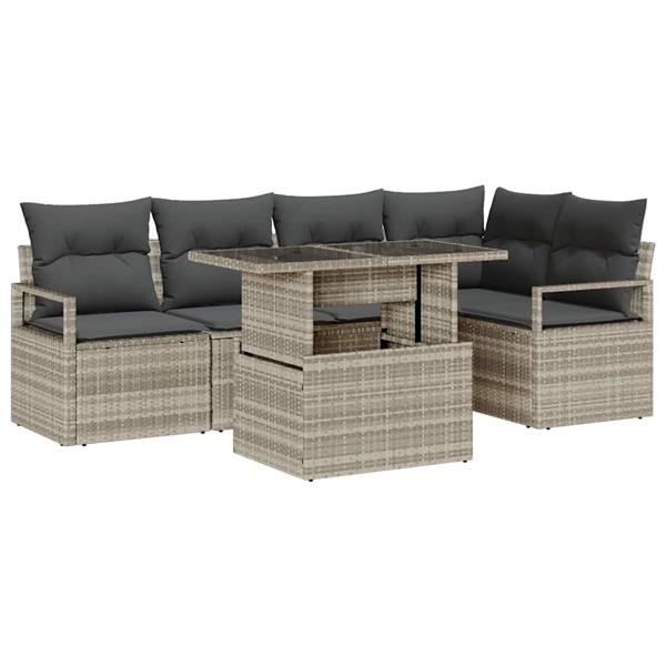 Grote foto vidaxl tuin sofa set met kussen 6 pcs lichtgrijs 100 x 55 x 73 cm tuin en terras tuinmeubelen
