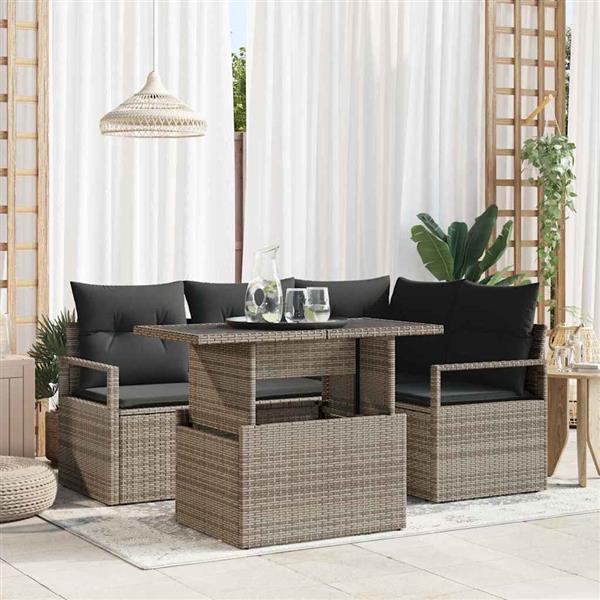 Grote foto vidaxl tuin sofa set met kussen 5 pcs grijs 100 x 55 x 73 cm tuin en terras tuinmeubelen