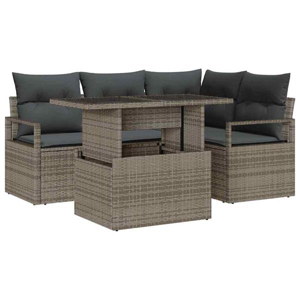 Grote foto vidaxl tuin sofa set met kussen 5 pcs grijs 100 x 55 x 73 cm tuin en terras tuinmeubelen