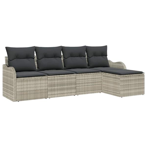 Grote foto vidaxl tuin sofa set met kussen met opslag 5 pcs lichtgrijs poly riet tuin en terras tuinmeubelen