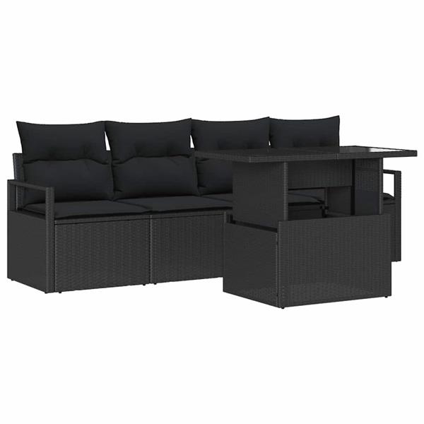 Grote foto vidaxl tuin sofa set met kussen 5 pcs zwart 100 x 55 x 73 cm tuin en terras tuinmeubelen
