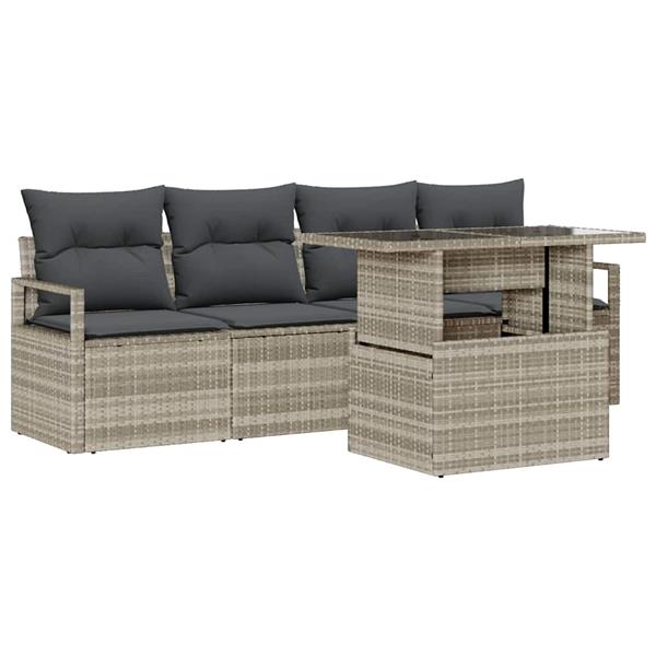 Grote foto vidaxl tuin sofa set met kussen 5 pcs lichtgrijs 100 x 55 x 73 cm tuin en terras tuinmeubelen