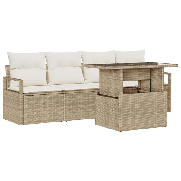 Grote foto vidaxl tuin sofa set 5 pcs beige en cr mekleurig 100 x 55 x 73 cm tuin en terras tuinmeubelen
