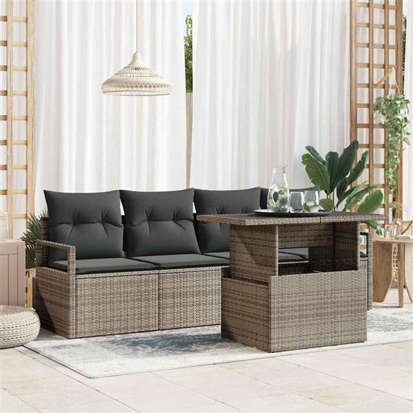 Grote foto vidaxl tuin sofa set met kussen 5 pcs grijs 100 x 55 x 73 cm tuin en terras tuinmeubelen