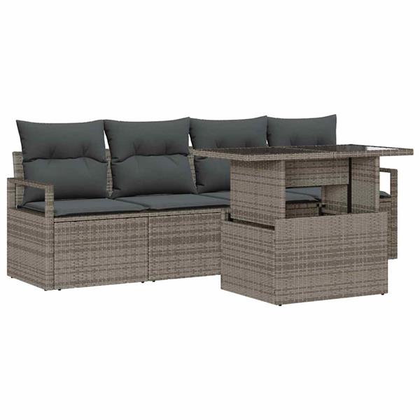 Grote foto vidaxl tuin sofa set met kussen 5 pcs grijs 100 x 55 x 73 cm tuin en terras tuinmeubelen