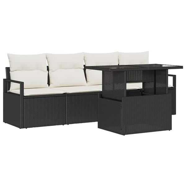 Grote foto vidaxl tuin sofa set met kussen 5 pcs zwart en cr me 100 x 55 x 73 cm tuin en terras tuinmeubelen